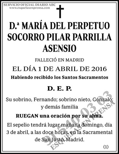María del Perpetuo Socorro Pilar Parrilla Asensio